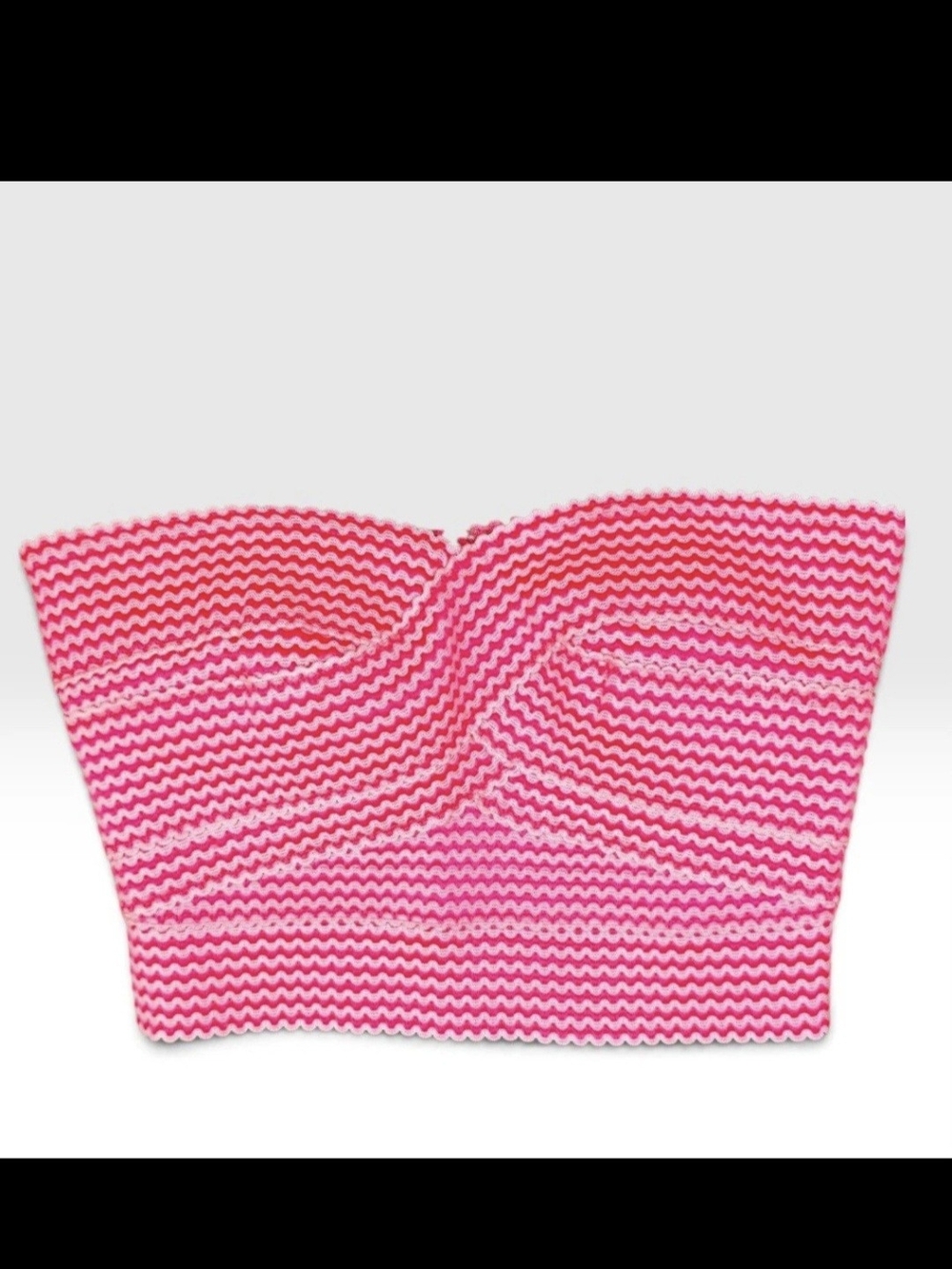 Lulumari Pink Textured Twist Front Strapless Crop Top Zipper Back Size L